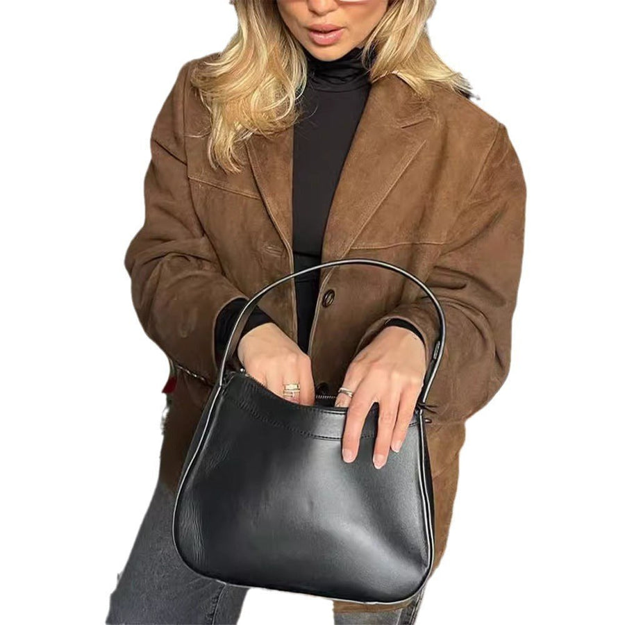 Katia Casual Leather Jacket with Oversized