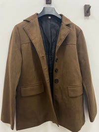 Katia Casual Leather Jacket with Oversized in Brown