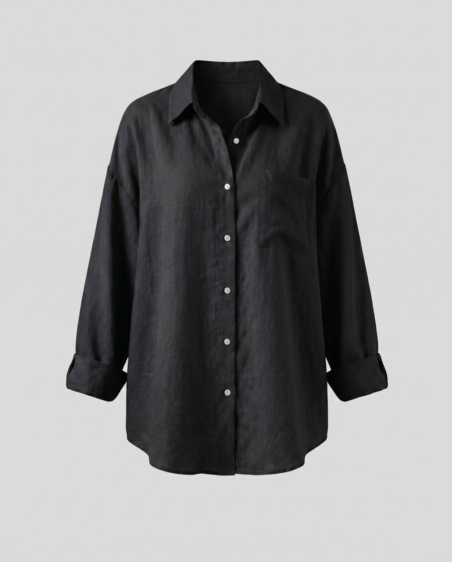 Katia Casual Linen Blouse in Black