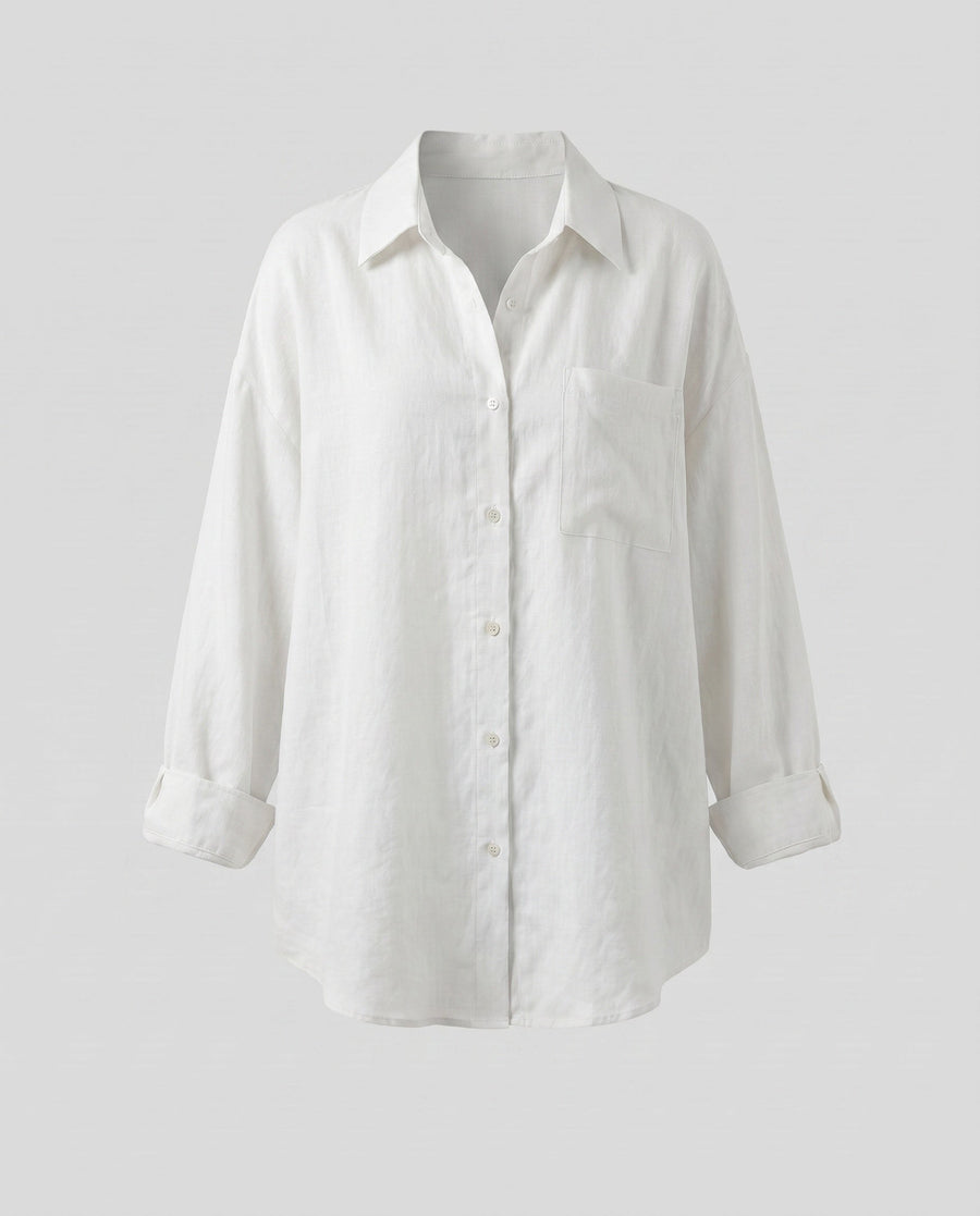 Katia Casual Linen Blouse in White