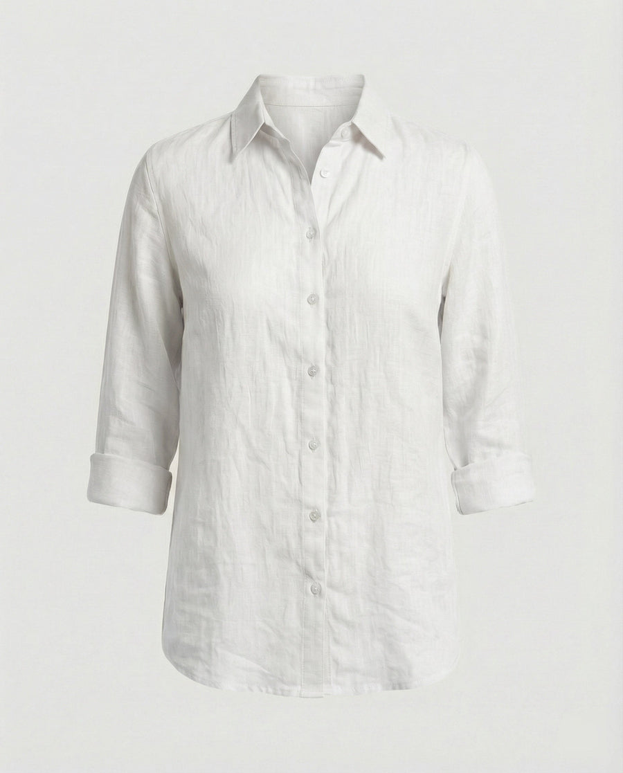 Katia Casual Linen Blouse with Button Front in Black