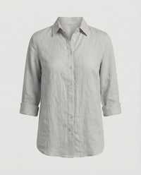 Katia Casual Linen Blouse with Button Front in Grey