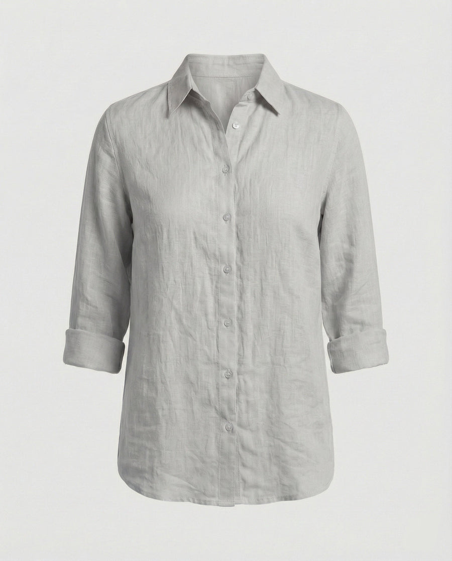 Katia Casual Linen Blouse with Button Front in Grey