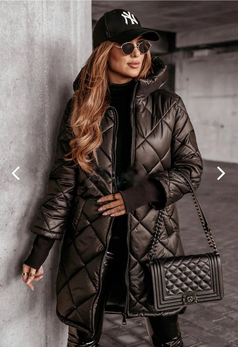 Katia Casual Quilted Jacket with Pockets and Hood in Black