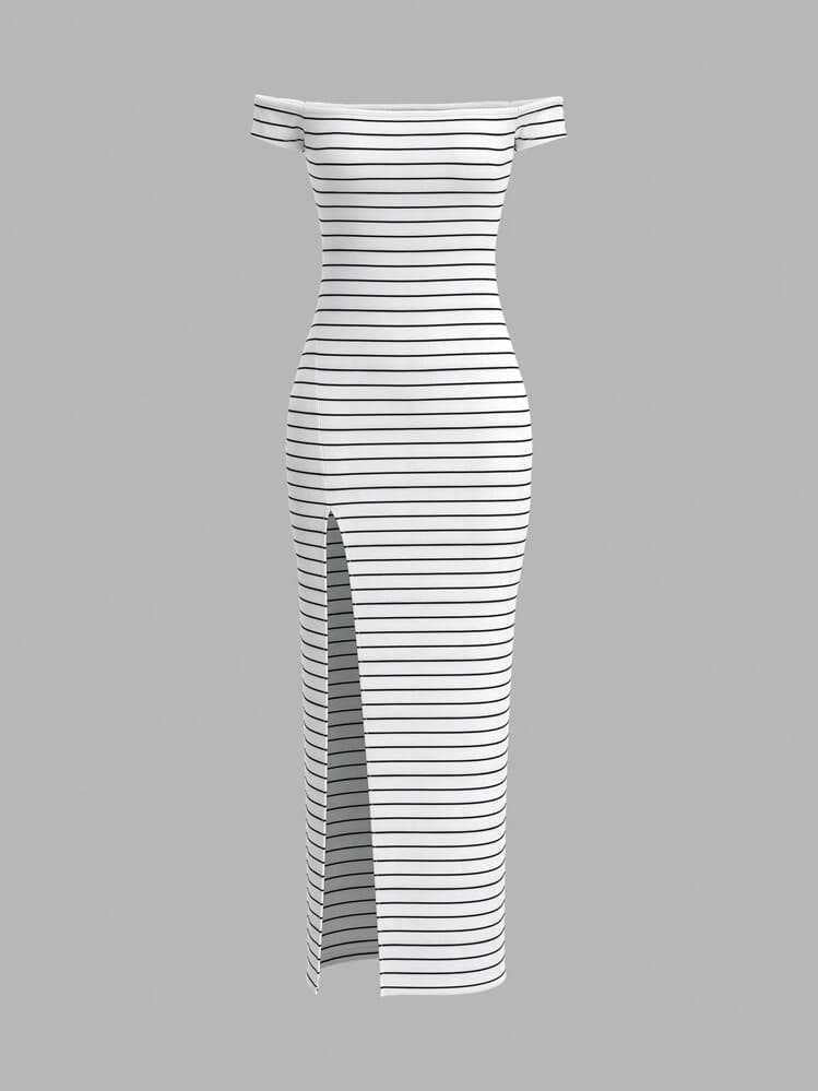 Katia Dress with Side Split in Black and White
