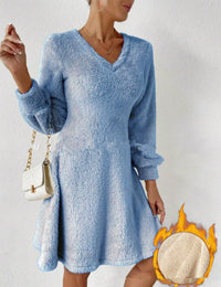 Katia Dress with V-Neck in Light Blue