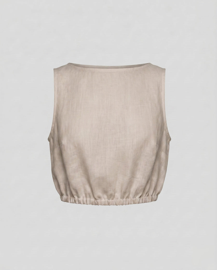 Katja Airy Linen Top in Brown