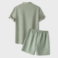 Katja Breathable Set with Short Sleeve and Elastic Waist in Light Green