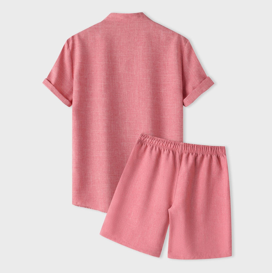Katja Breathable Set with Short Sleeve and Elastic Waist in Watermelon