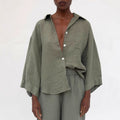 Katja Casual Linen Blouse with Pockets