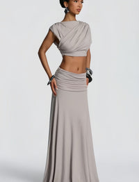 Katja Elegant Wrap Dress in Light Grey