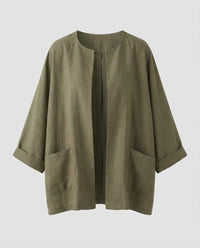 Katja Linen Jacket in Light Grey