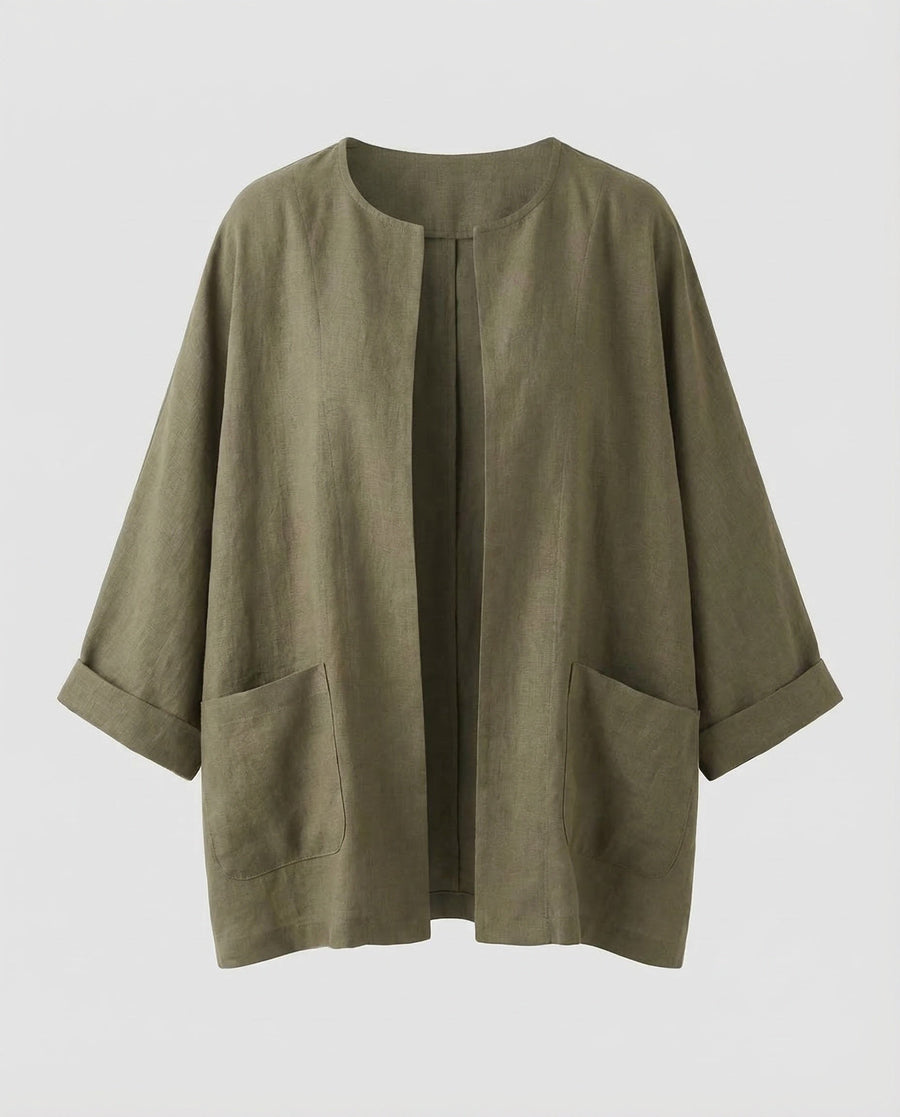 Katja Linen Jacket in Light Grey