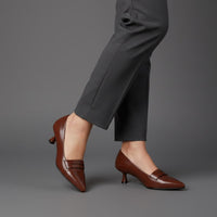 Katrina Kitten Heel Pump in Cherry Brown