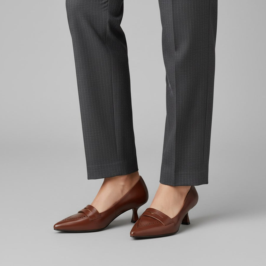 Katrina Kitten Heel Pump in Cherry Brown