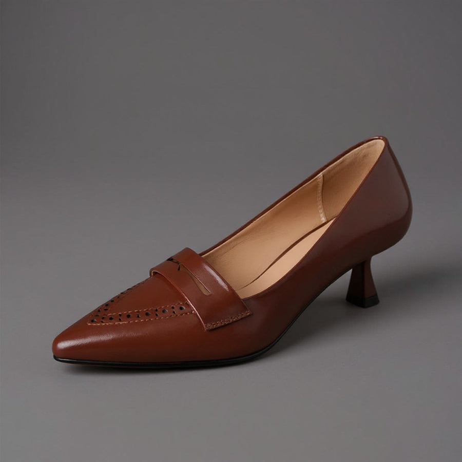 Katrina Kitten Heel Pump in Cherry Brown