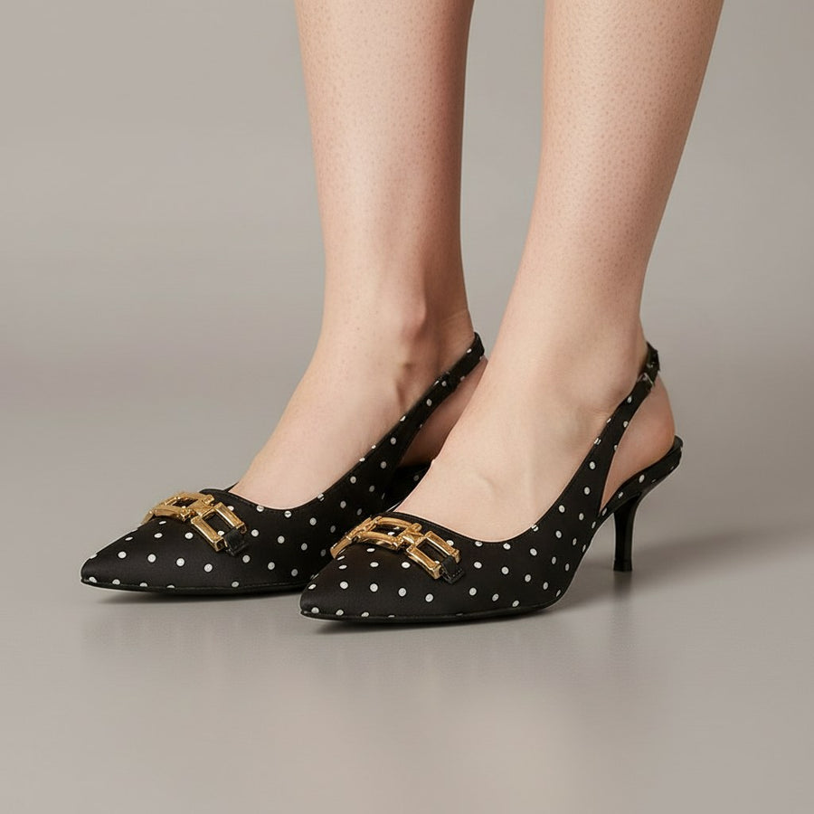 Katrina Slingback Kitten Heel in Charcoal