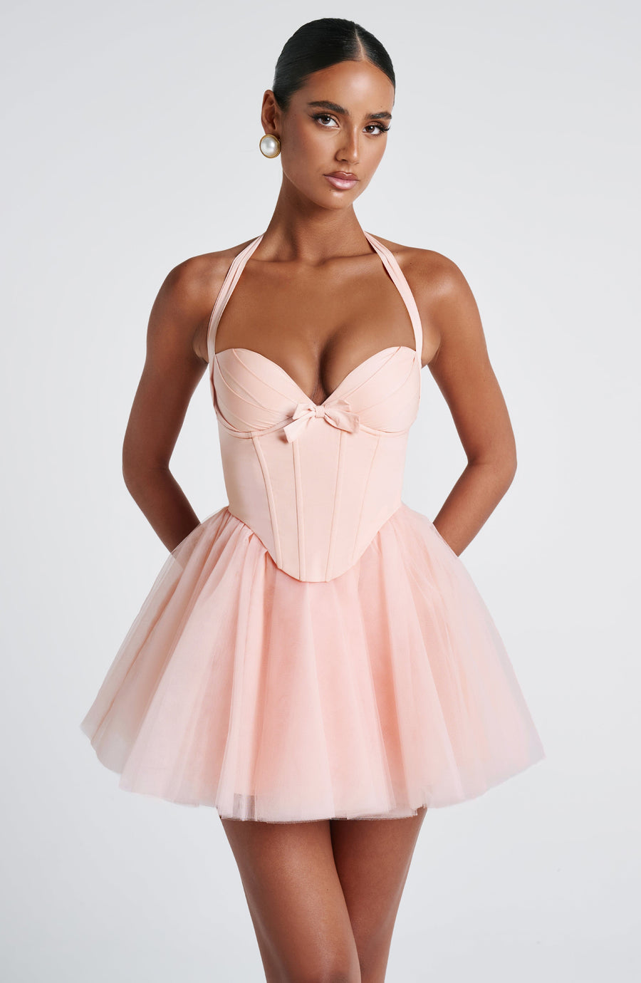 Natalie Mini Dress – Soft Peach