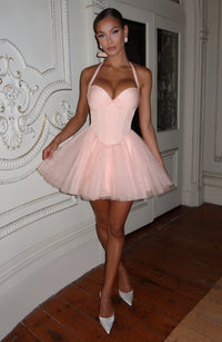 Natalie Mini Dress – Soft Peach