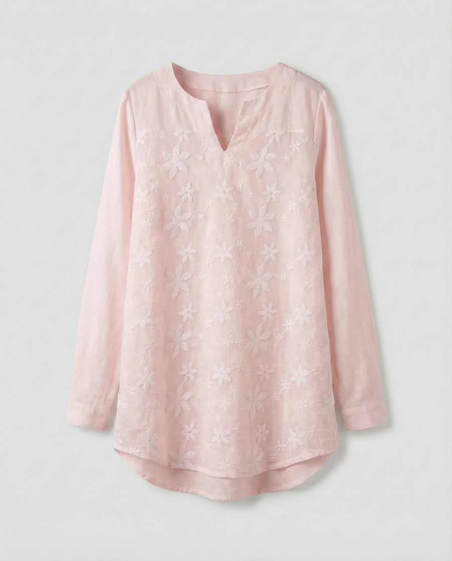 Keira Blouse with Embroidery in Pink