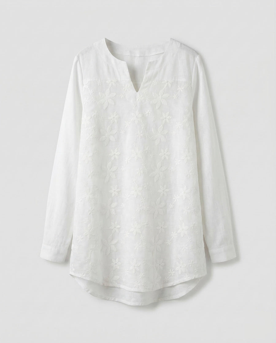 Keira Blouse with Embroidery in White