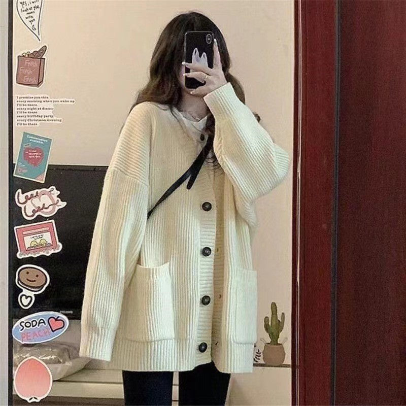 Keira Casual Knit Cardigan with Pockets in Cream