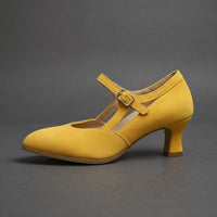 Kelly T-Strap Kitten Pump in Canary Yellow