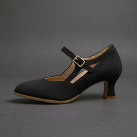 Kelly T-Strap Kitten Pump in Charcoal