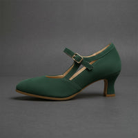 Kelly T-Strap Kitten Pump in Emerald