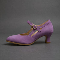 Kelly T-Strap Kitten Pump in Lavender