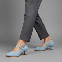 Kelly T-Strap Kitten Pump in Powder Blue
