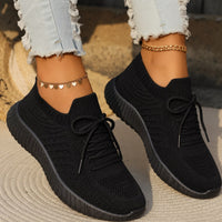 Kerry Women's Knit Sneakers Lace-Up Walking Shoes in Black