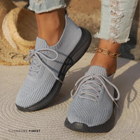 Kerry Women's Knit Sneakers Lace-Up Walking Shoes in Gray