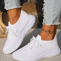 Kerry Women's Knit Sneakers Lace-Up Walking Shoes in White