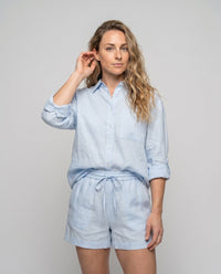 Kerstin Casual Linen Blouse with Chest Pocket