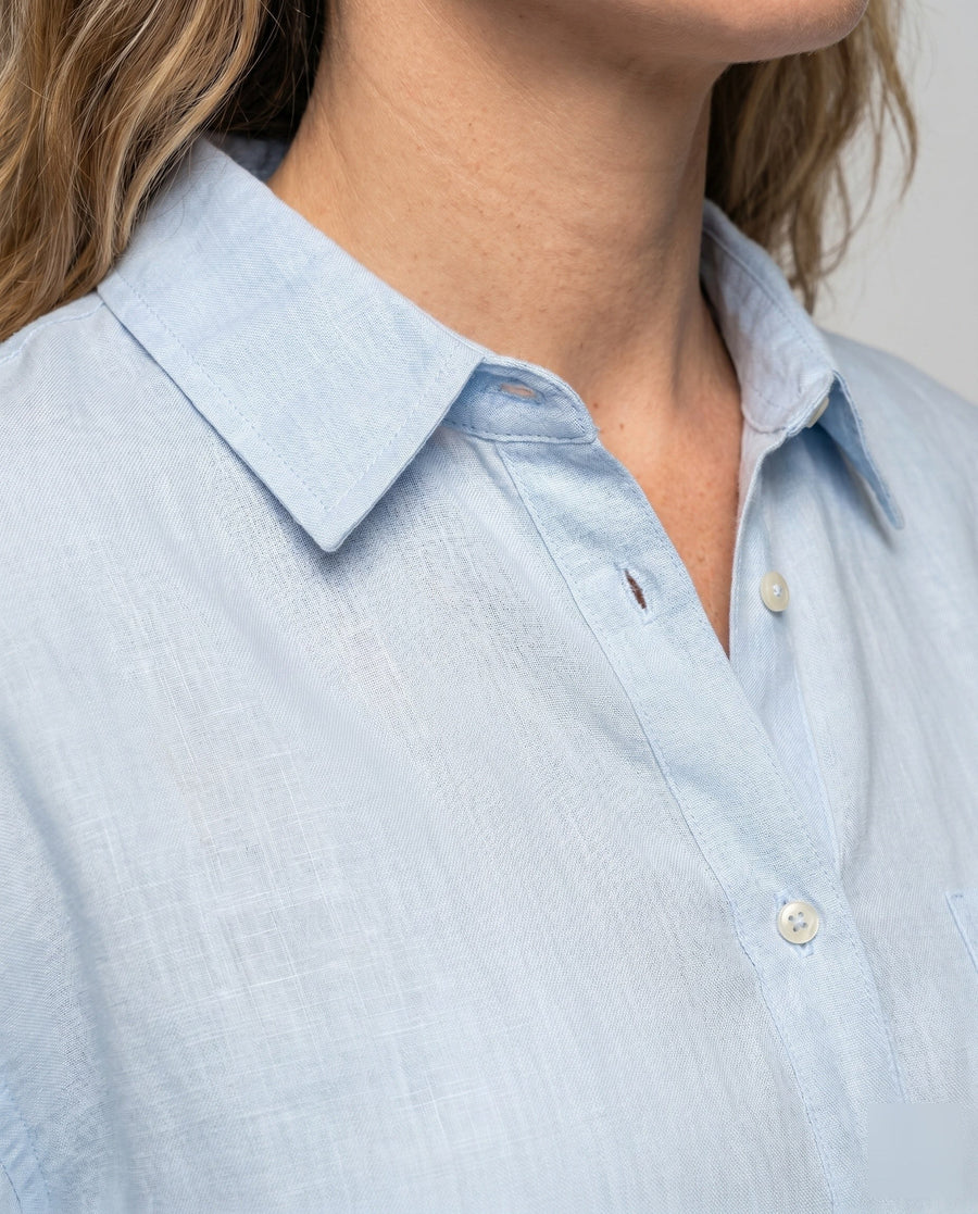 Kerstin Casual Linen Blouse with Chest Pocket