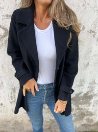 Kerstin Coat with Button Front in Black