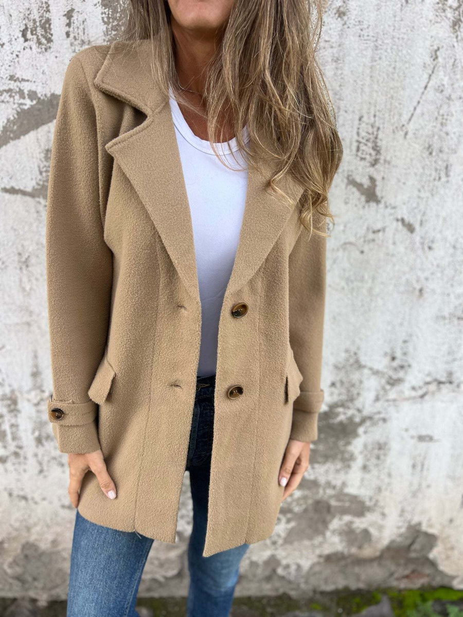 Kerstin Coat with Button Front in Khaki