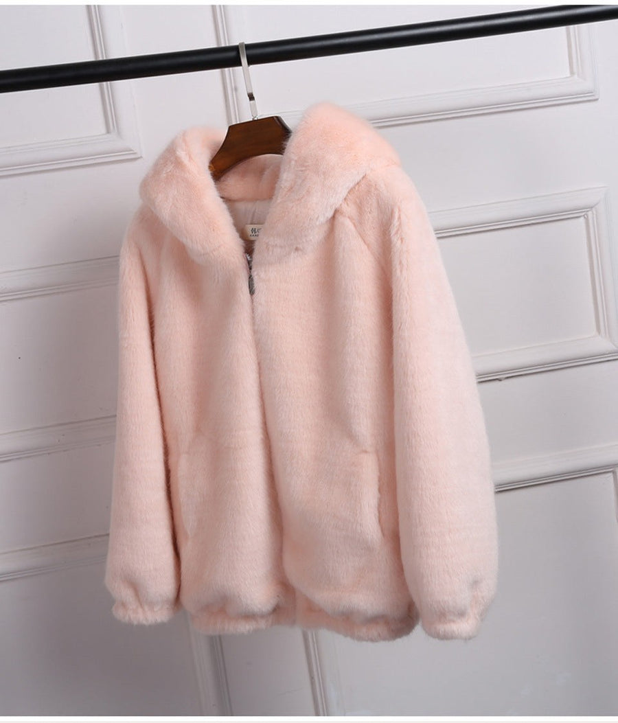 Kerstin Jacket with Zip Front and Hood in Pink