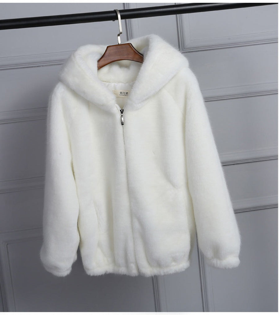 Kerstin Jacket with Zip Front and Hood in White