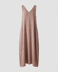 Kerstin Linen Dress with V-Neck in Altrosa