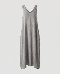 Kerstin Linen Dress with V-Neck in Grey