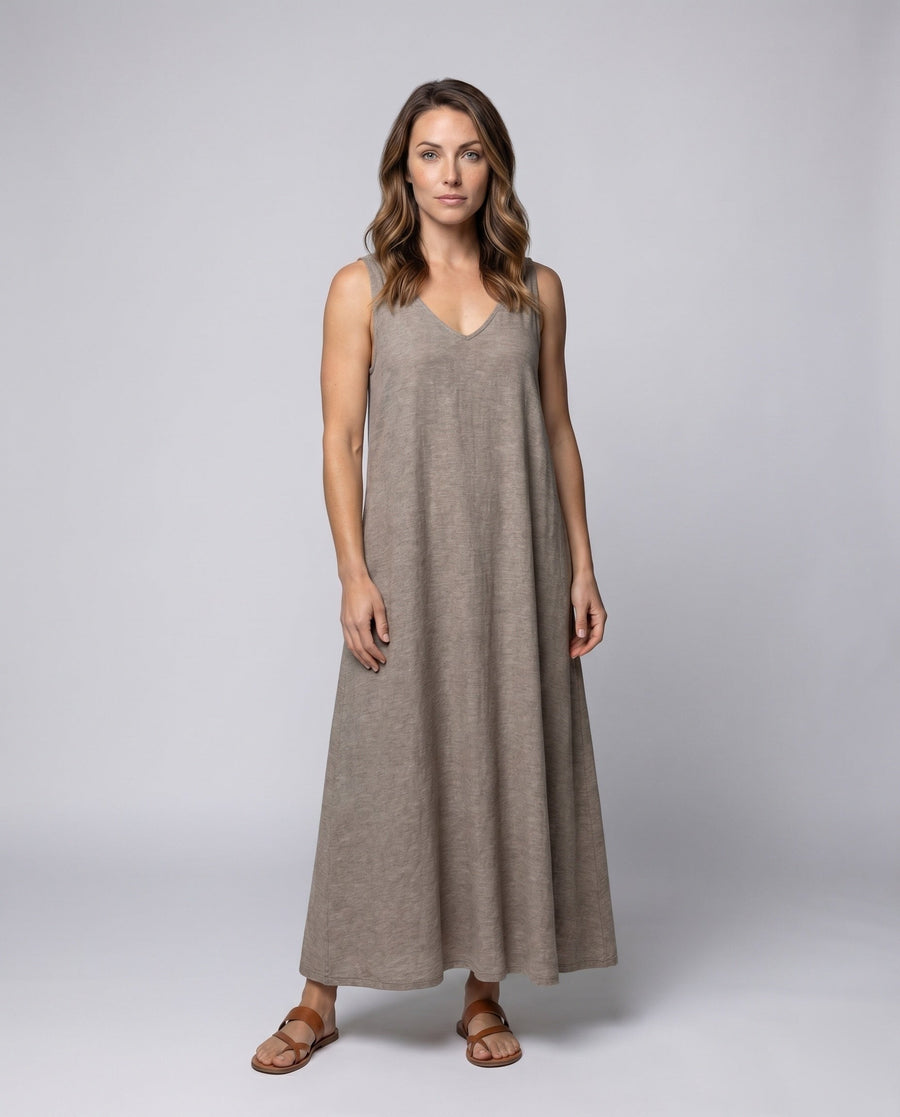 Kerstin Linen Dress with V-Neck