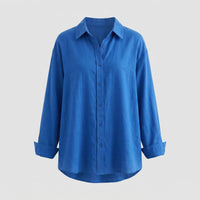 Kiara Casual Linen Blouse in Königsblau
