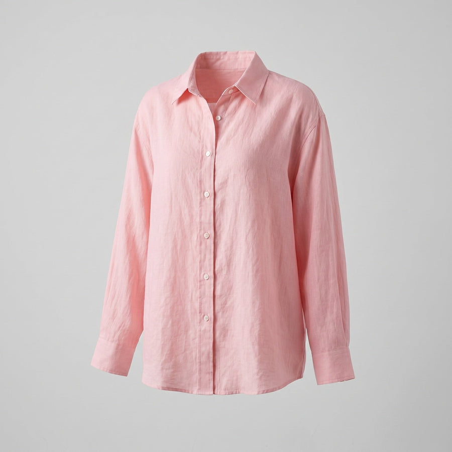 Kiara Casual Linen Blouse in Pink