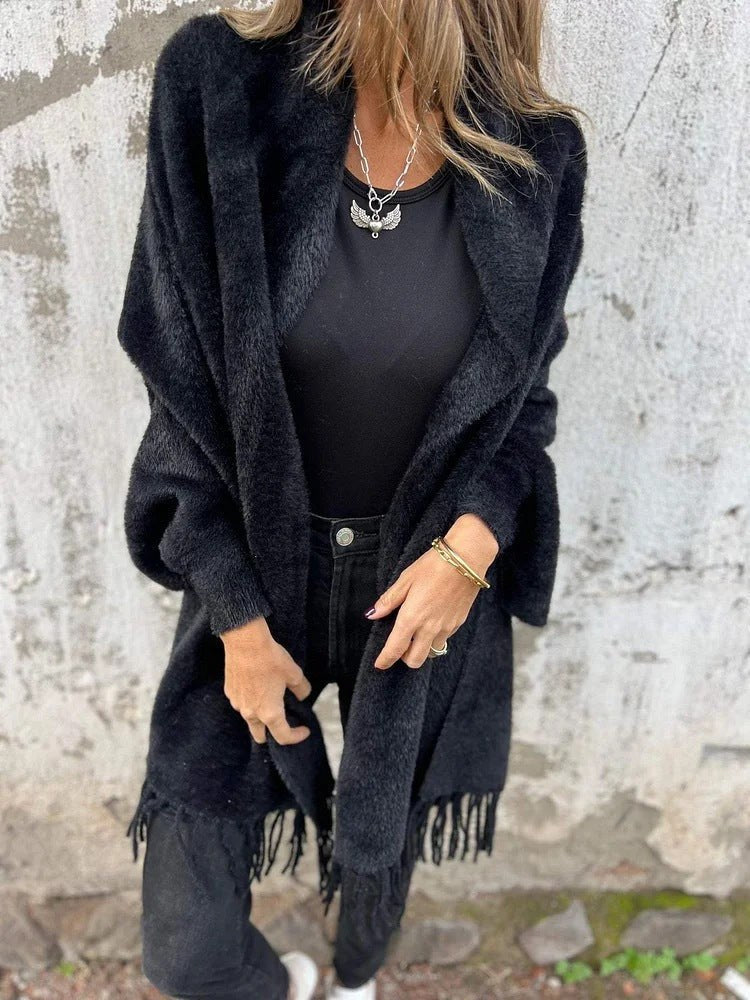 Kiara Knit Poncho in Black