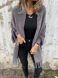 Kiara Knit Poncho in Grey