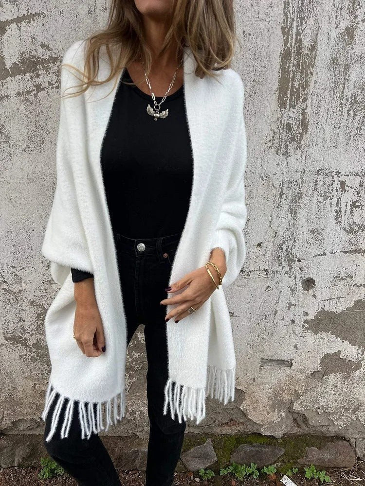 Kiara Knit Poncho in White