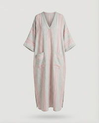 Kiara Maxi Dress with V-Neck and Pockets in Grey