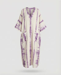 Kiara Maxi Dress with V-Neck and Pockets in Light Purple
